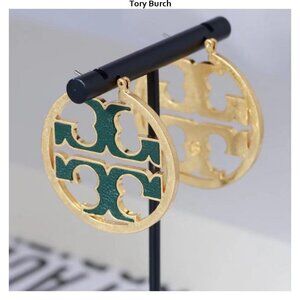 Tory Burch gold and green earrings